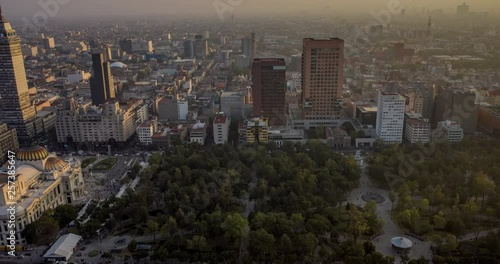 Aerial hyperlpase of the Alameda Central park, Palacio de Bellas Artes and Torre Latinoamericana. Mexio City photo