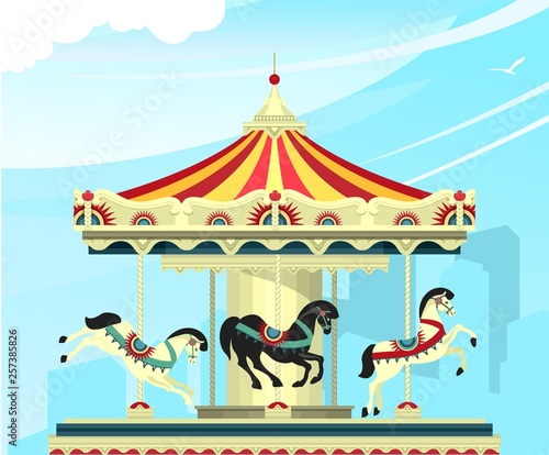 Amusement park carousel photo