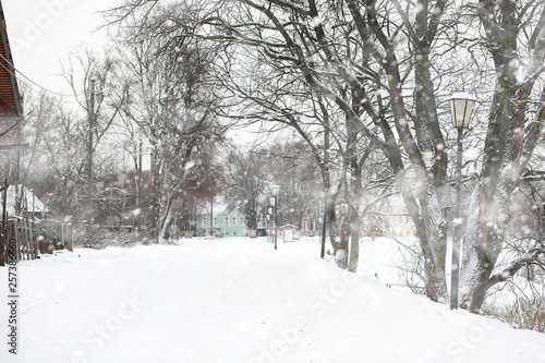 Winter landscape of country fields and roads