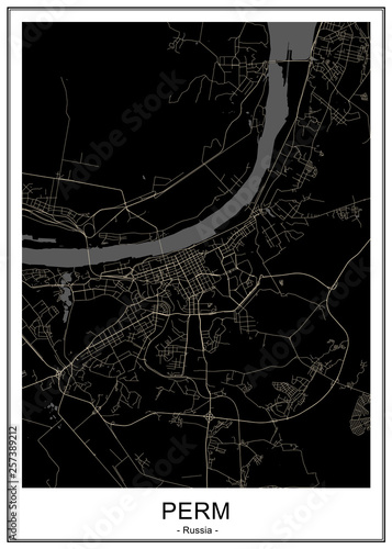 map of the city of Perm, Russia