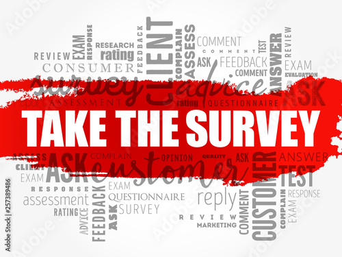 Take the Survey word cloud collage, business concept background