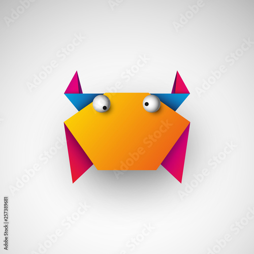 kolorowy krab origami logo wektor