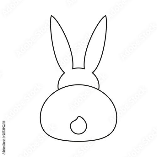 Line art black and white bunny back