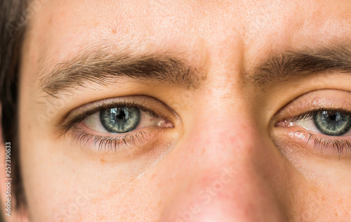 Beautiful Adult Man Blue Eyes Closeup