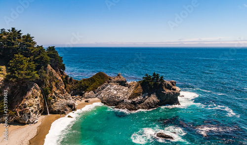 McWay Falls. Beautiful pacific sand beach along the californian coast, near Big Sur, California, USA.