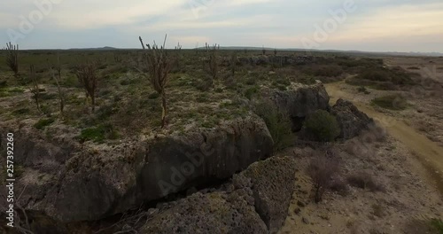 Aerial shot of the caves which Arawak Indians used on Bonaire. photo