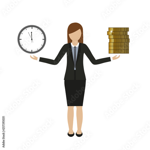 business concept about time and money business woman character vector illustration EPS10
