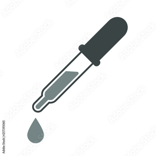 Dropper icon. Sign pipette isolated on white background. Eyedropper pictogram in flat design. Vector illustration