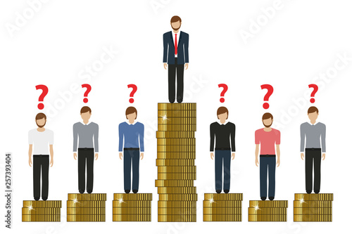 gap between rich and poor work finance concept with coins vector illustration EPS10