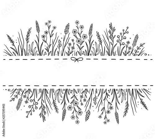 natural hand drawn background with floral pattern