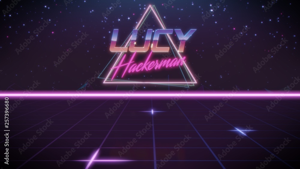 first name Lucy in synthwave style first name Lucy in synthwave style