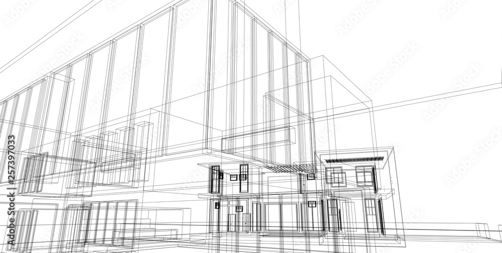 Abstract architectral drawing sketch,Illustration Abstract architectral drawing sketch,Illustration