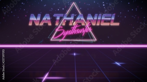 first name Nathaniel in synthwave style photo