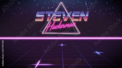 Bild auf Leinwand first name Steven in synthwave style