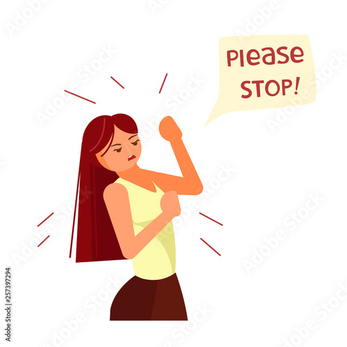 Girl closes her hands from the attack. Please stop!
