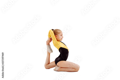 Young girl on a splits isolated.