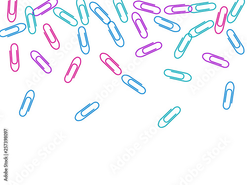 Stationary paperclips isolated on white background