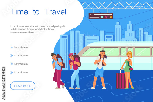 Time for travel landing. Voyage for Young travelers characters