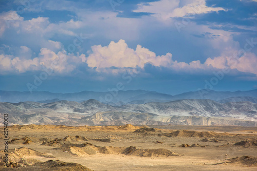Egyptian desert panoramic landscape under cloudy sky