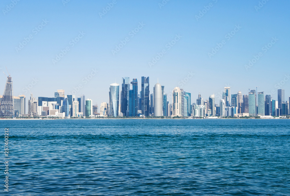 Panoramic view of Qatar metropolis. Modern skyscraper architecture
