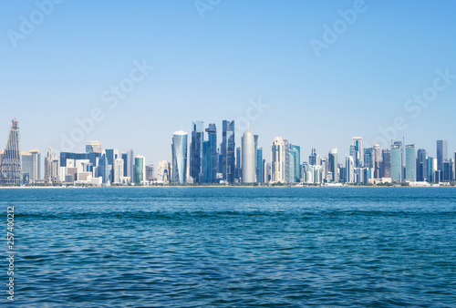 Panoramic view of Qatar metropolis. Modern skyscraper architecture