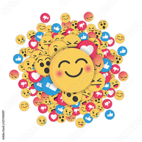 Modern emoji design on white background. Social Network emoticons illustration vector..