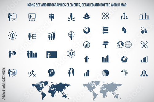 Universal business management, training and human resources icon set. Universal icons for web and mobile. Vector.	