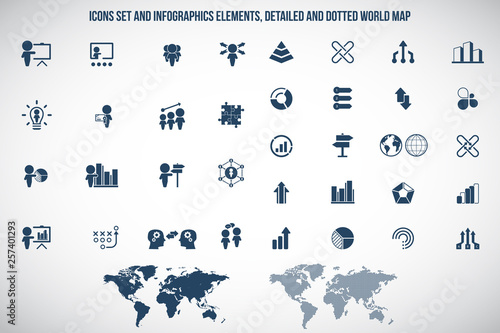 Universal business management, training and human resources icon set. Universal icons for web and mobile. Vector.	