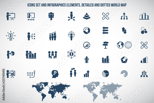 Universal business management, training and human resources icon set. Universal icons for web and mobile. Vector.	
