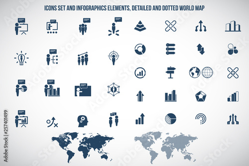 Universal business management, training and human resources icon set. Universal icons for web and mobile. Vector.	