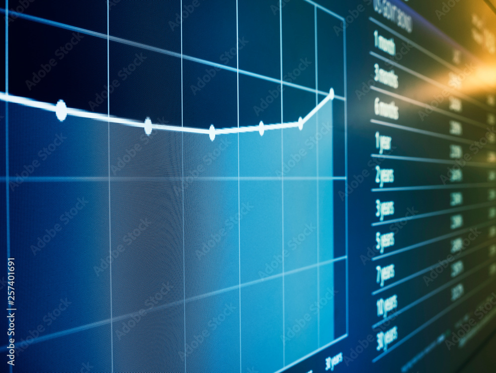Obraz premium Financial Chart graph data on Digital screen Business investment concept
