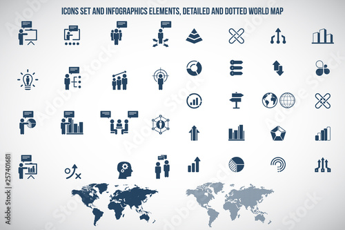 Universal business management, training and human resources icon set. Universal icons for web and mobile. Vector.	