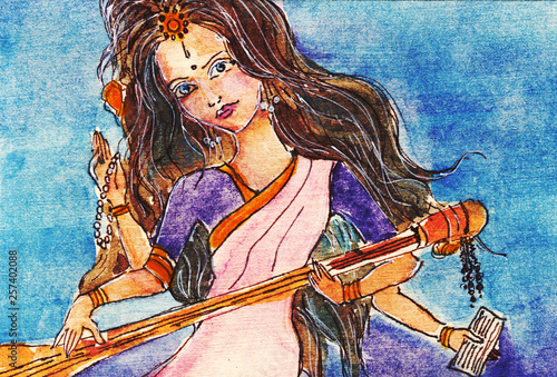 Saraswati is the Hindu goddess of knowledge, music, art, wisdom, and learning