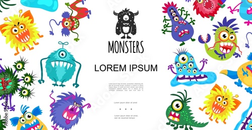 Funny Cute Colorful Monsters Concept