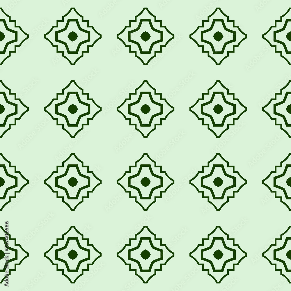 Decorative Geometric Ornament. Seamless Pattern. Vector Illustration. Tribal Ethnic Arabic, Indian, Motif. For Interior Design, Color Wallpaper. Green color Decorative Geometric Ornament. Seamless Pattern. Vector Illustration. Tribal Ethnic Arabic, Indian, Motif. For Interior Design, Color Wallpaper. Green color