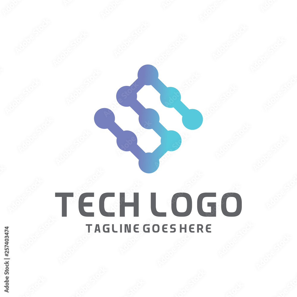 Modern Logo Technology for Business, Creative Technology Symbols for Companies, Logotypes of Digital Concepts and Circles, Connections and Networks Icons, Energy and Molecule Vector, Tech Logo Design.