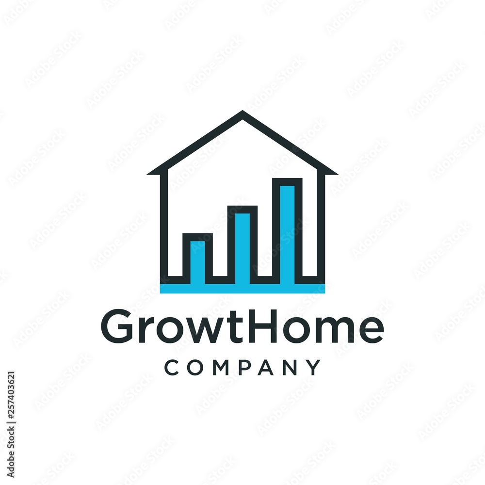 home growth line outline icon vector logo design inspiration