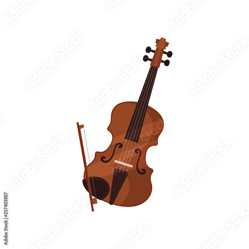 Violin with bow on white background. Happy Hanukkah.