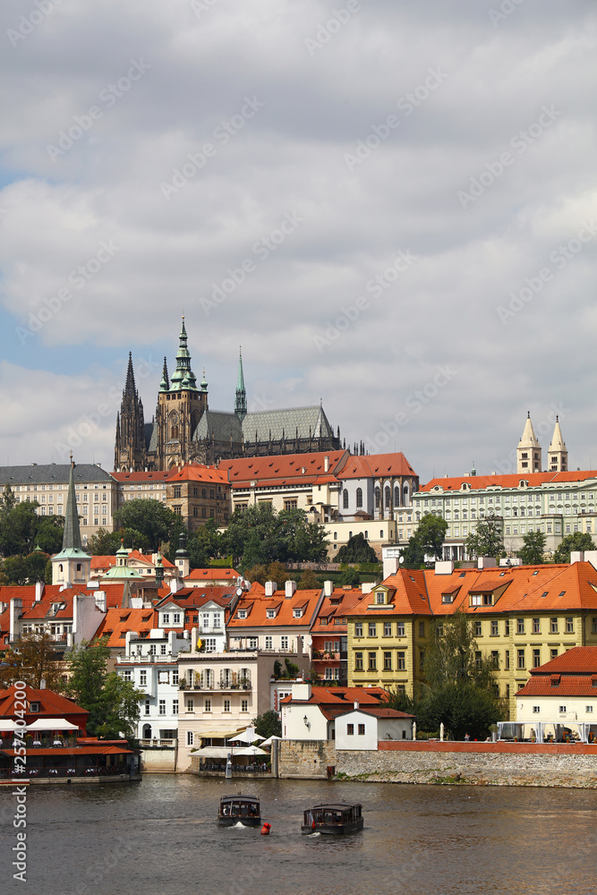 View of Prague lesser town over Vltava river