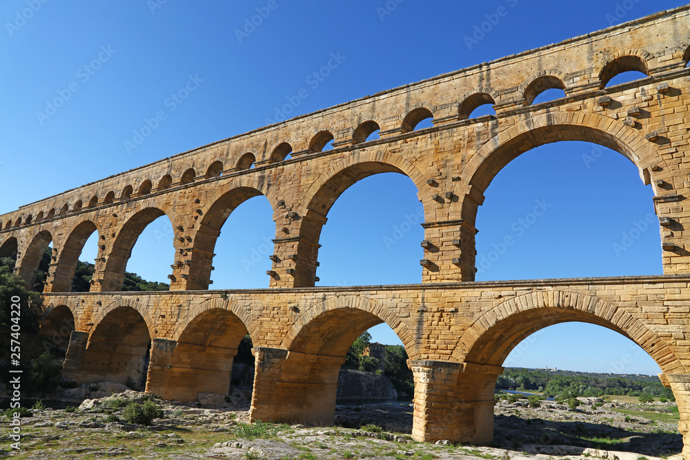 Pont du Gard, an ancient Roman aqueduct in France