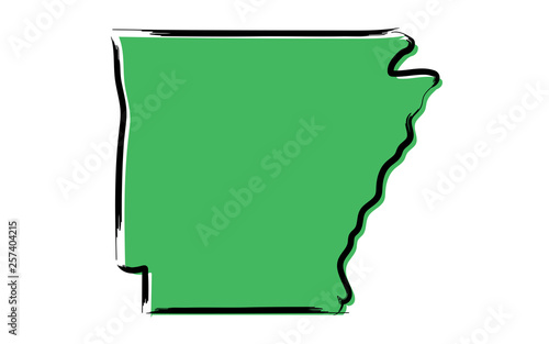 Stylized green sketch map of Arkansas