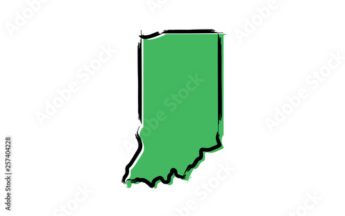 Stylized green sketch map of Indiana