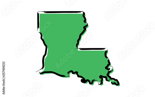 Stylized green sketch map of Louisiana