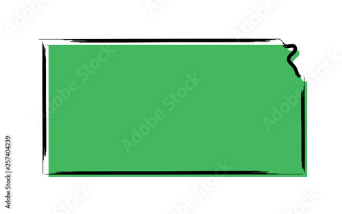 Stylized green sketch map of Kansas