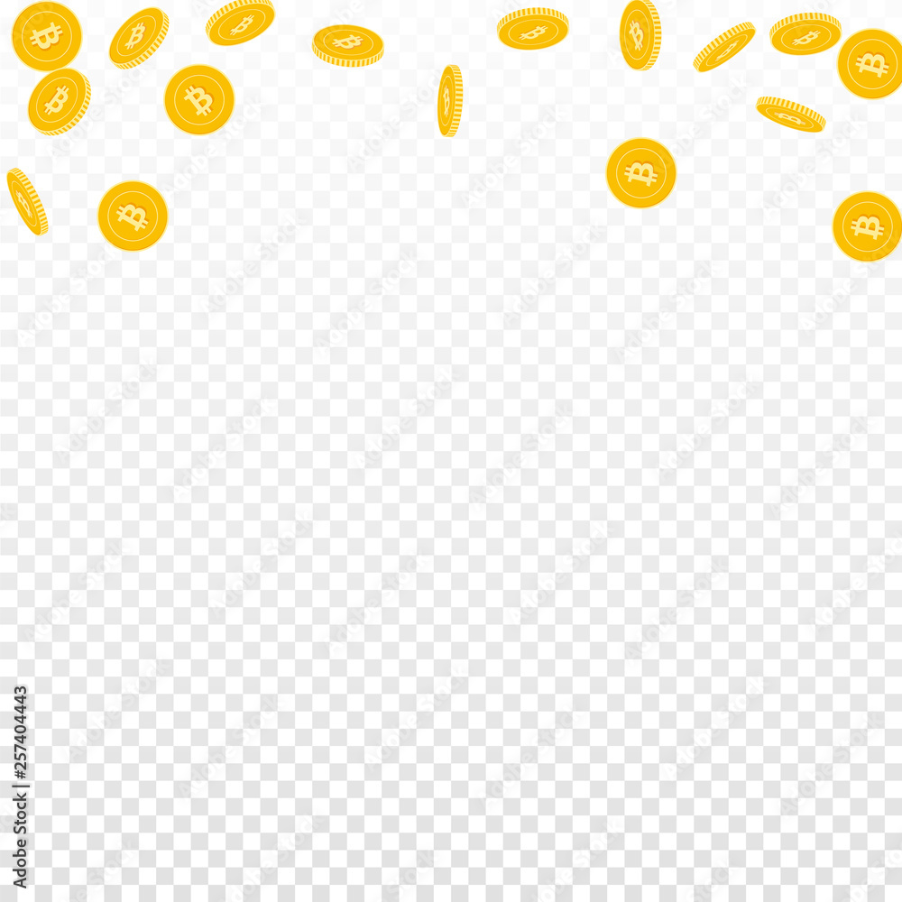 Bitcoin, internet currency coins falling. Scattere Bitcoin, internet currency coins falling. Scattere