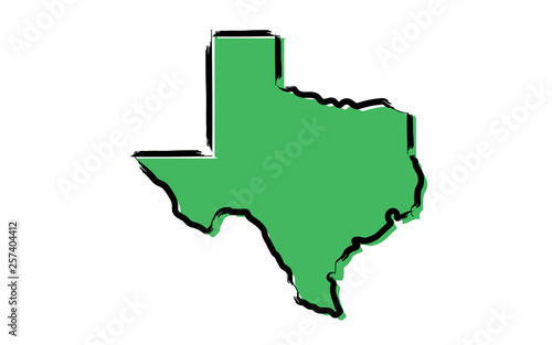 Stylized green sketch map of Texas