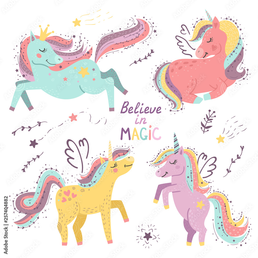 Set of fantasy unicorns Set of fantasy unicorns
