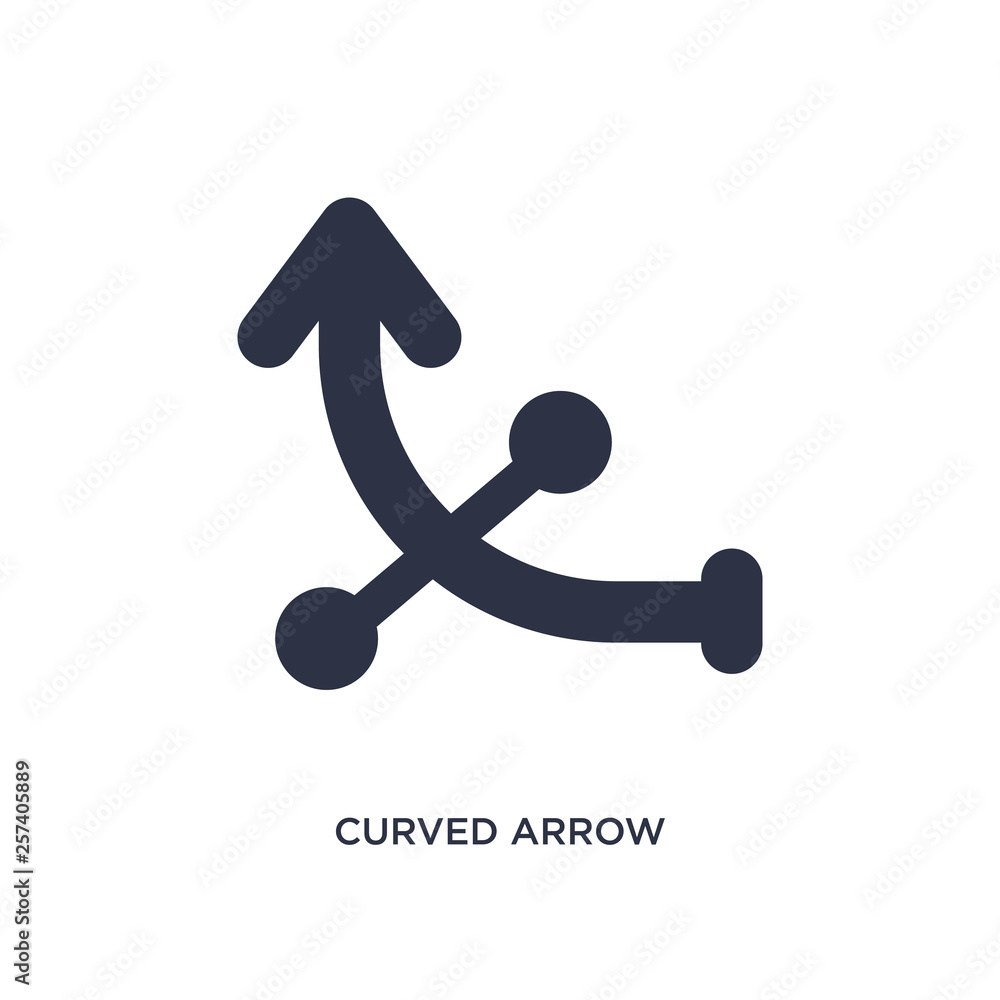 curved arrow icon on white background. Simple element illustration from arrows 2 concept. curved arrow icon on white background. Simple element illustration from arrows 2 concept.