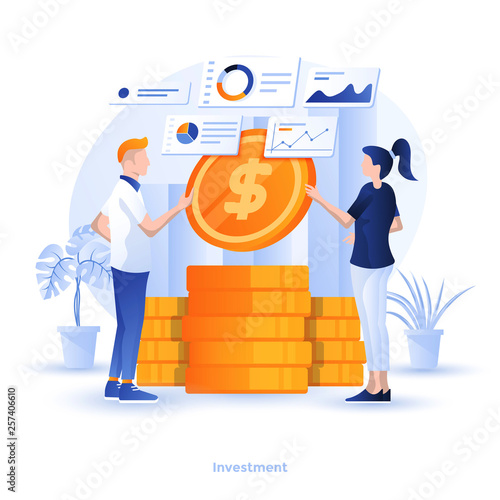 Flat color Modern Illustration design - Investment