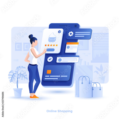 Flat color Modern Illustration design - Online Shopping